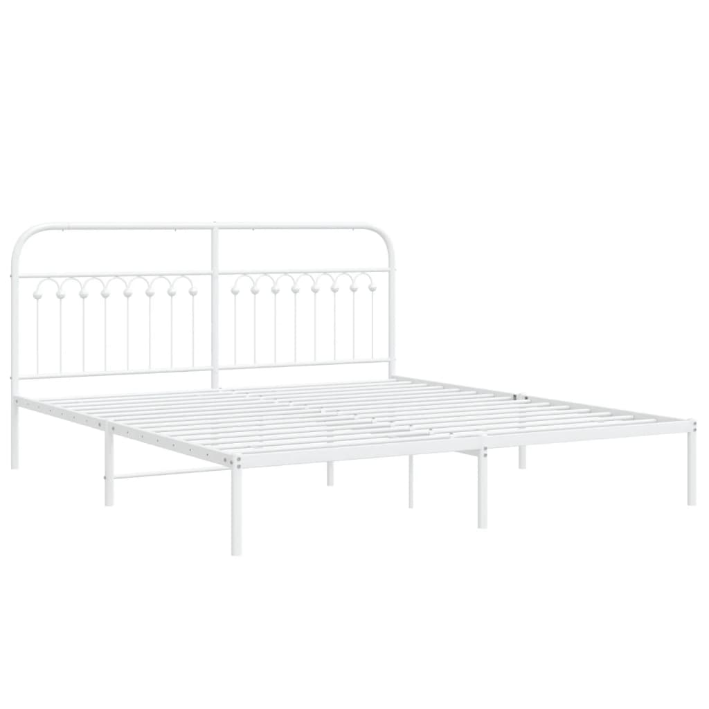 vidaXL Bedframe met hoofdbord metaal wit 183x203 cm afbeelding