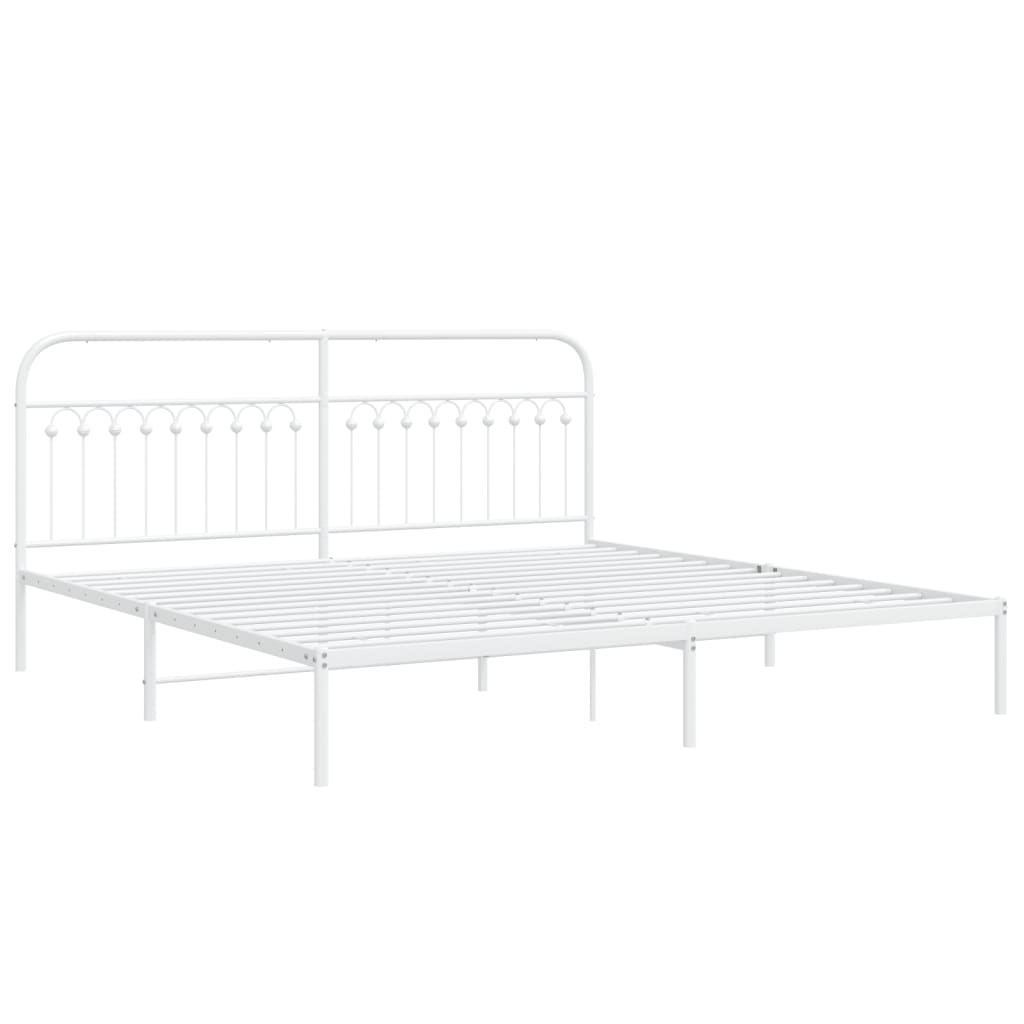 vidaXL Bedframe met hoofdbord metaal wit 200x200 cm afbeelding