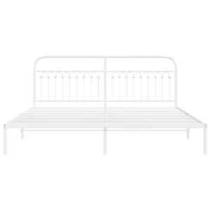 Kovový rám postele s čelem bílý 200 x 200 cm - obrázek 4