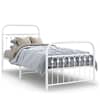 vidaXL metallist voodiraam peatsi ja jalutsiga, valge, 90 x 200 cm