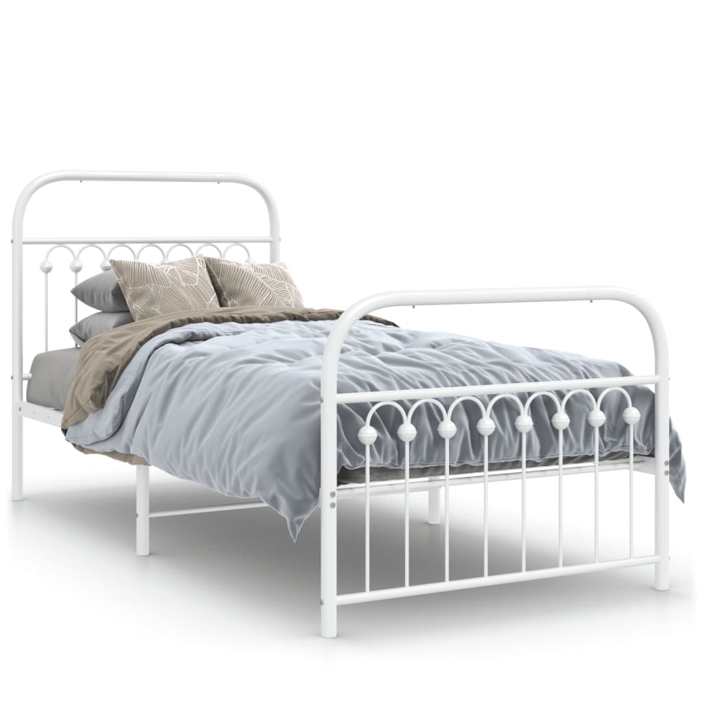 VidaXL Bedframe Met Hoofd- En Voeteneinde Metaal Wit 90x200 Cm