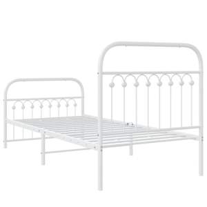 Kovový rám postele s hlavovým a nožním čelem bílý 90 x 200 cm - obrázek 6