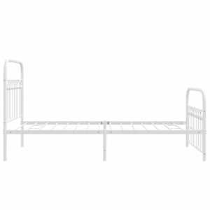 Kovový rám postele s hlavovým a nožním čelem bílý 100 x 200 cm - obrázek 5