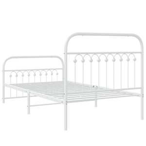 Kovový rám postele s hlavovým a nožním čelem bílý 100 x 200 cm - obrázek 6