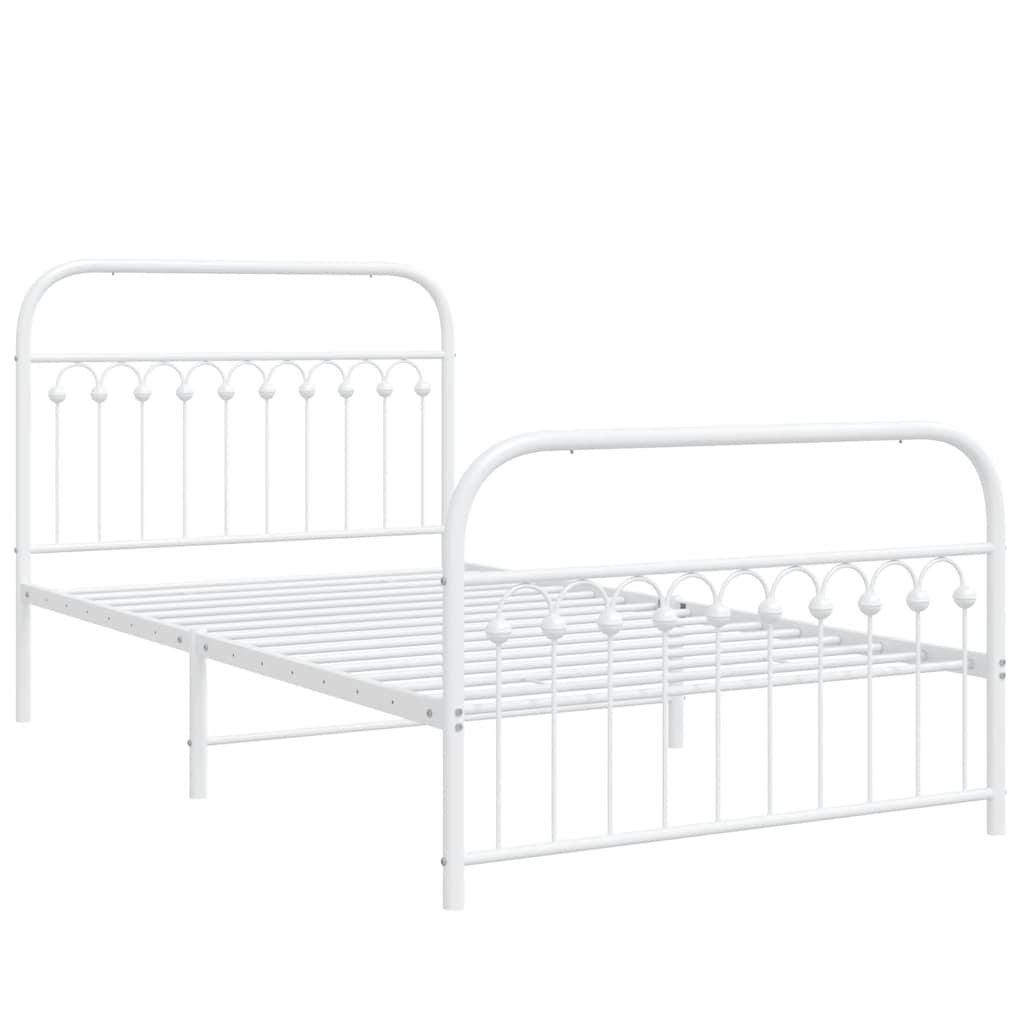 vidaXL Bedframe met hoofd- en voeteneinde metaal wit 107x203 cm afbeelding