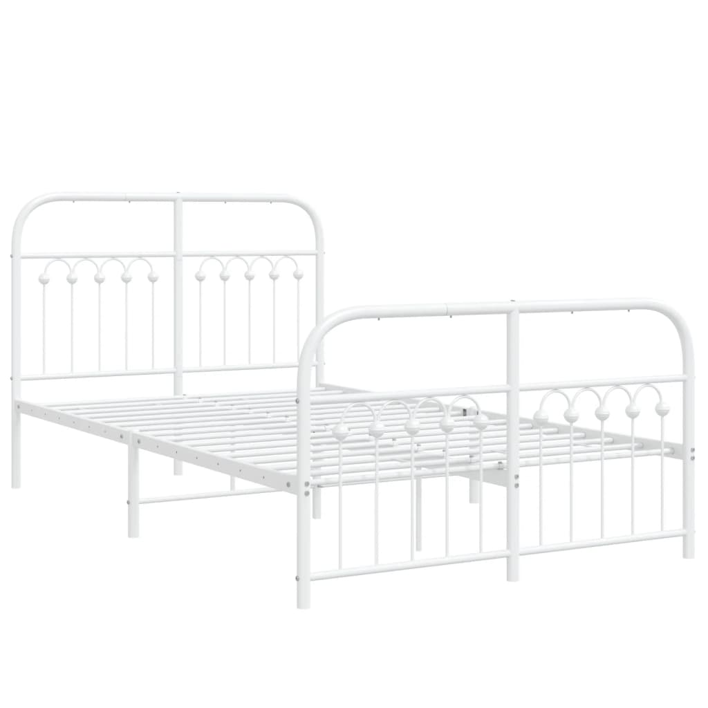 vidaXL Bedframe met hoofd- en voeteneinde metaal wit 120 x 190 cm afbeelding