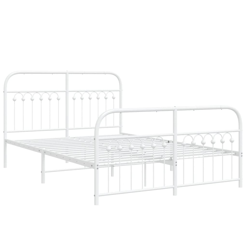 vidaXL Bedframe met hoofd- en voeteneinde metaal wit 140x190 cm afbeelding
