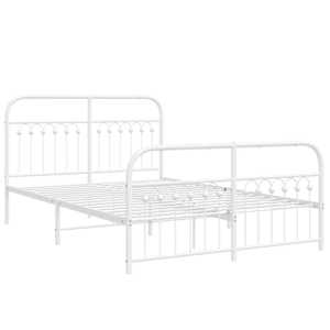 vidaXL Estructura cama sin colch&oacute;n con estribo metal blanco 140x190 cm