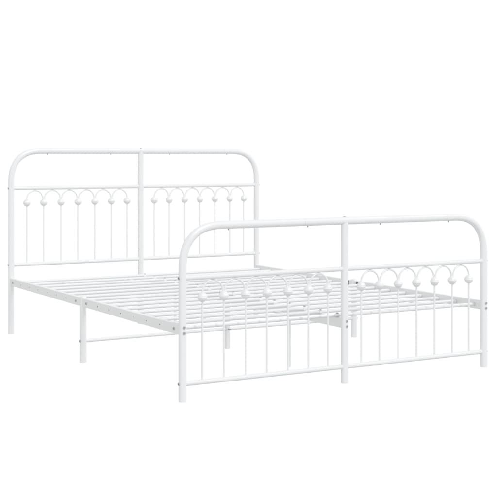 vidaXL Bedframe met hoofd- en voeteneinde metaal wit 150x200 cm afbeelding