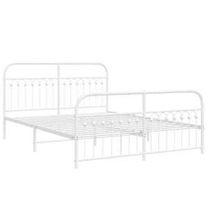 Kovový rám postele s hlavovým a nožním čelem bílý 150 x 200 cm - obrázek 3