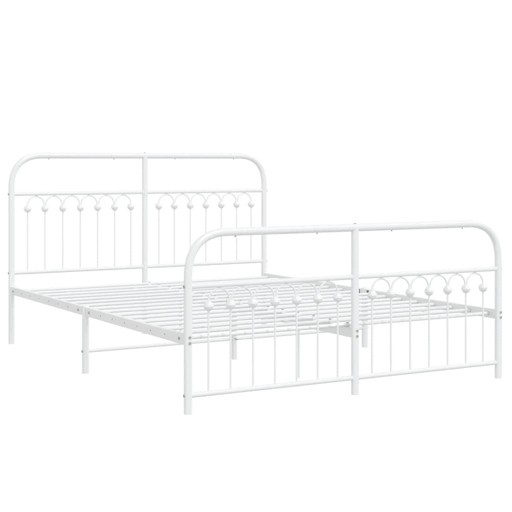 vidaXL Bedframe met hoofd- en voeteneinde metaal wit 160x200 cm afbeelding
