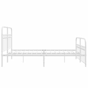 Kovový rám postele s hlavovým a nožním čelem bílý 160 x 200 cm - obrázek 5