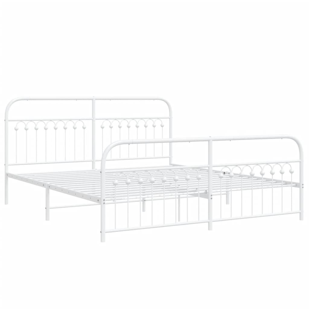 vidaXL Bedframe met hoofd- en voeteneinde metaal wit 183x203 cm afbeelding