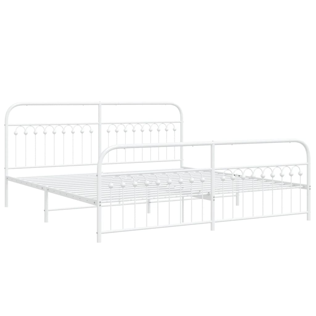 vidaXL Bedframe met hoofd- en voeteneinde metaal wit 193x203 cm afbeelding