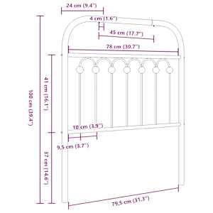 Kovové náhradní čelo postele bílé 80 cm - obrázek 6