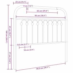 Kovové náhradní čelo postele bílé 100 cm - obrázek 6