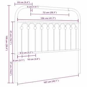 Kovové náhradní čelo postele bílé 107 cm - obrázek 6