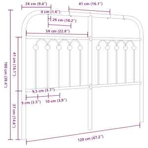 Kovové náhradní čelo postele bílé 120 cm - obrázek 6