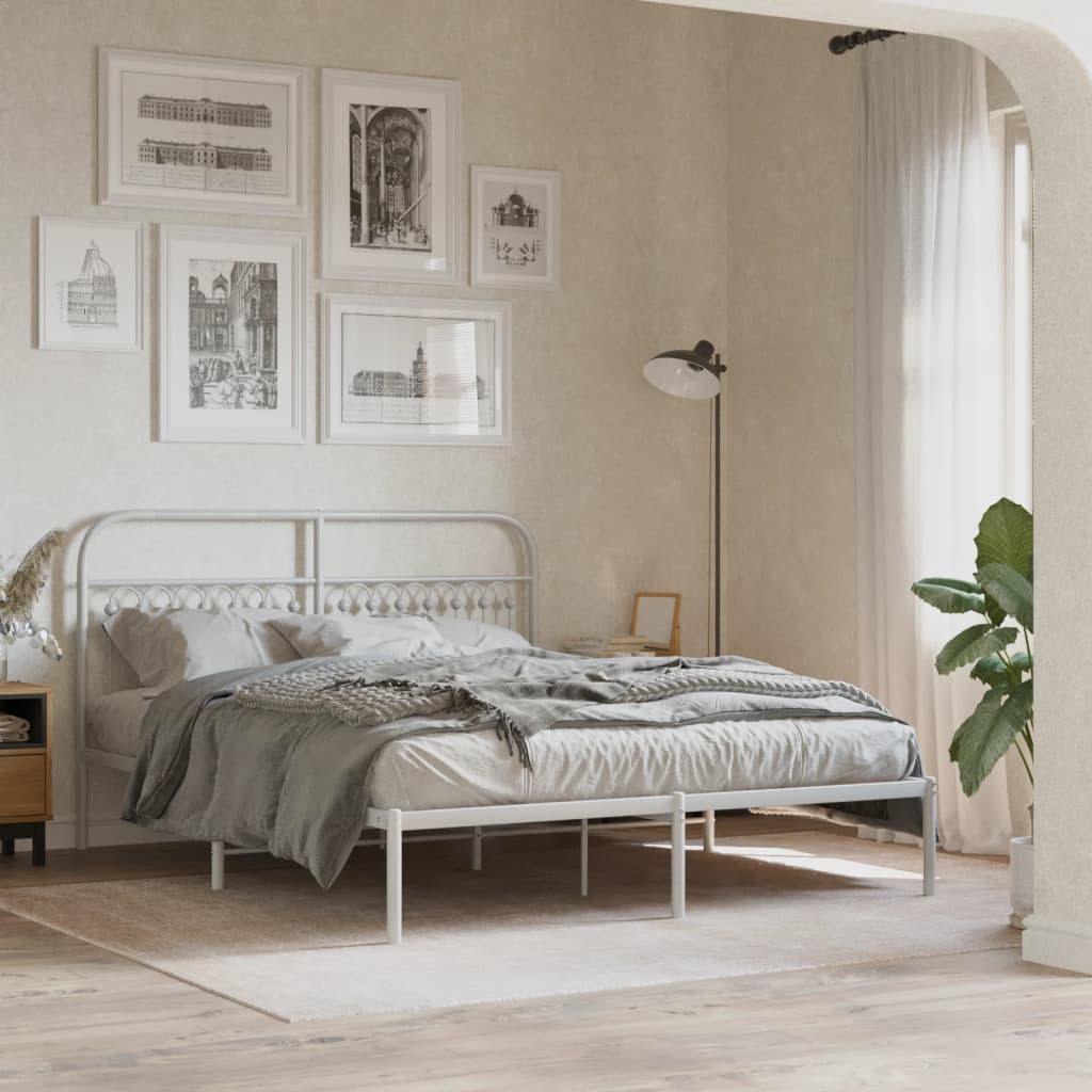 vidaXL Hoofdbord 150 cm metaal wit afbeelding