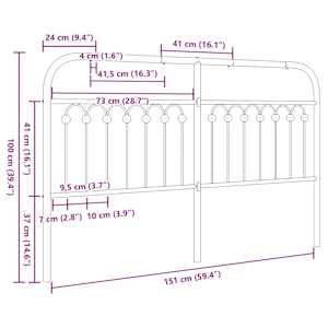 Kovové náhradní čelo postele bílé 150 cm - obrázek 6