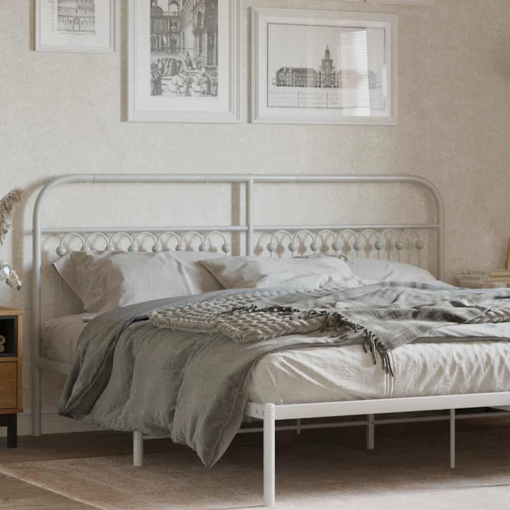 vidaXL Tăblie de pat de schimb metalică, alb, 180 cm