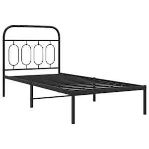 Kovový rám postele s čelem černý 80 x 200 cm - obrázek 3