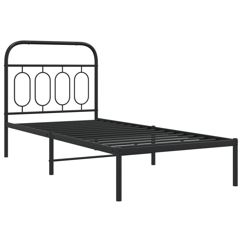 vidaXL Bedframe met hoofdbord metaal zwart 90x200 cm afbeelding