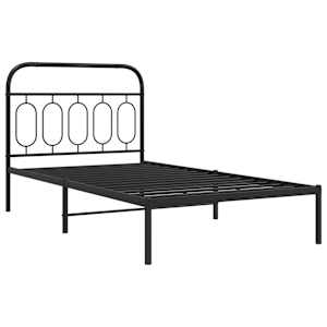 Kovový rám postele s čelem černý 100 x 200 cm - obrázek 3