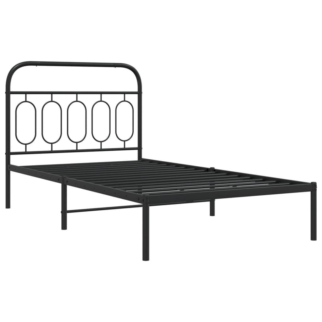 vidaXL Bedframe met hoofdbord metaal zwart 107x203 cm afbeelding