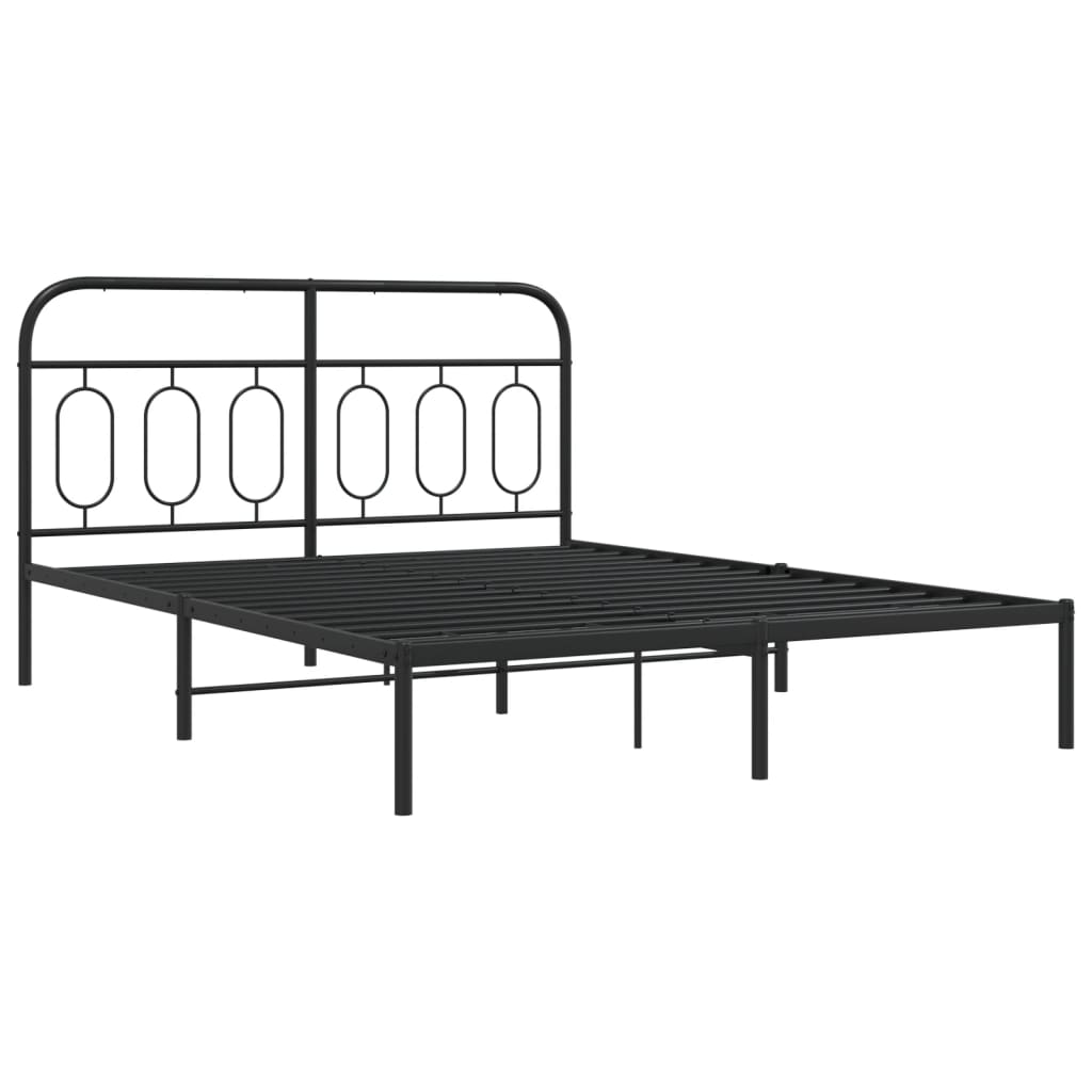 vidaXL Bedframe met hoofdbord metaal zwart 135x190 cm afbeelding