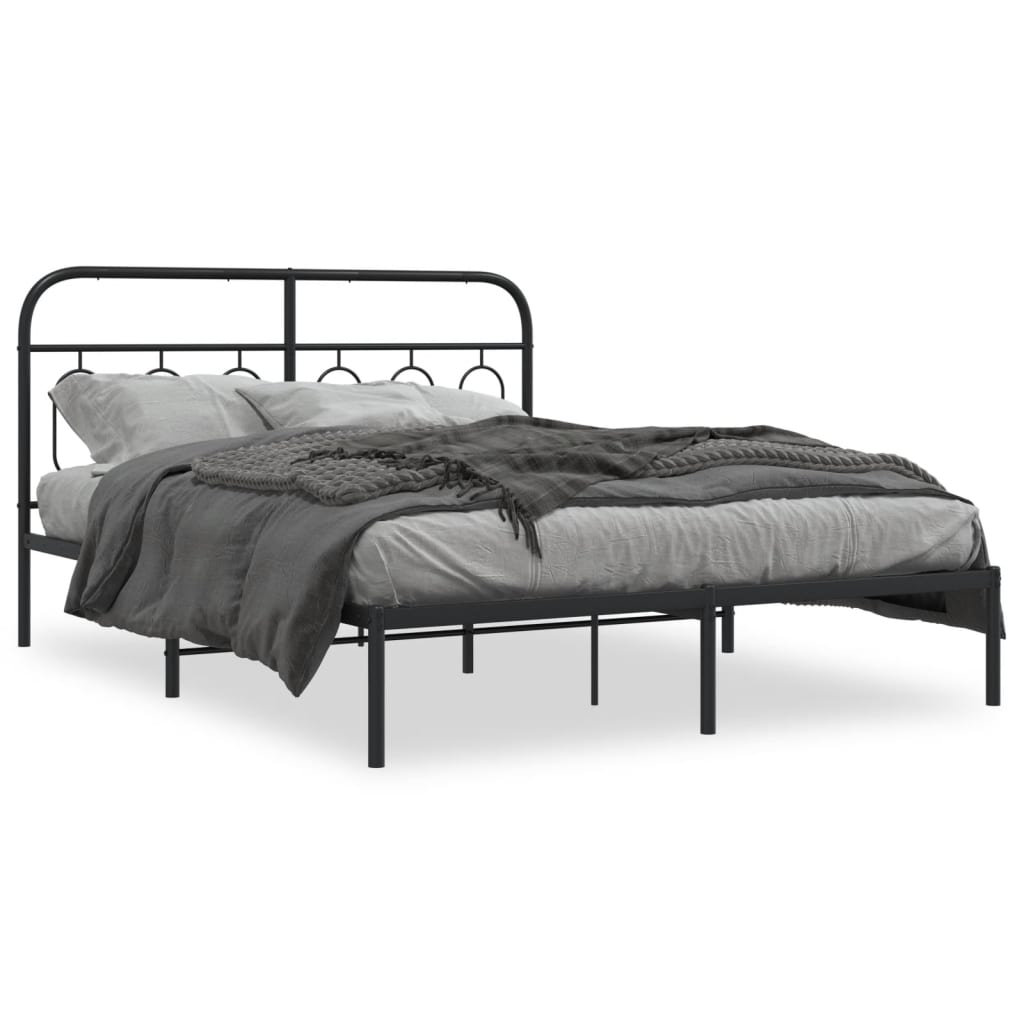 E-shop vidaXL Kovový rám postele s čelom čierny 140x190 cm