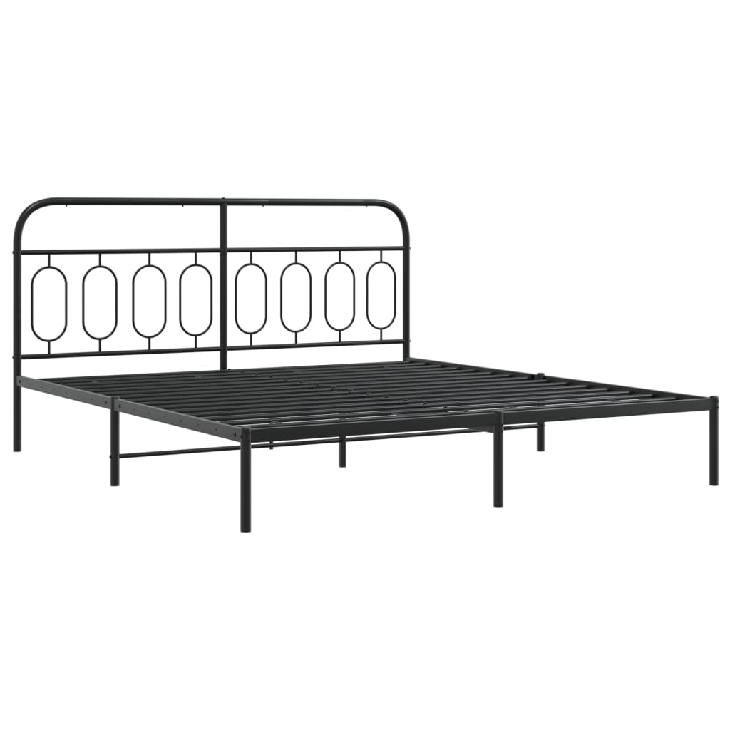 vidaXL Bedframe met hoofdbord metaal zwart 193x203 cm afbeelding