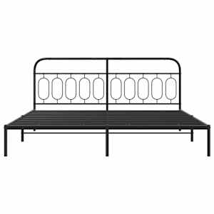 Kovový rám postele s čelem černý 200 x 200 cm - obrázek 4