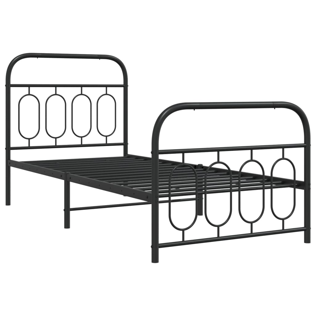 vidaXL Bedframe met hoofd- en voeteneinde metaal zwart 80x200 cm afbeelding
