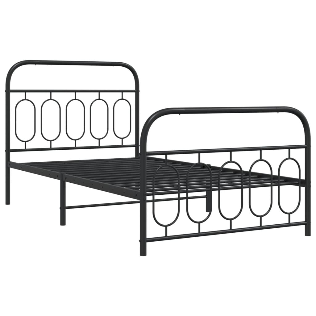 vidaXL Bedframe met hoofd- en voeteneinde metaal zwart 100x200 cm afbeelding