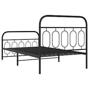 Kovový rám postele s hlavovým a nožním čelem černý 100 x 200 cm - obrázek 6