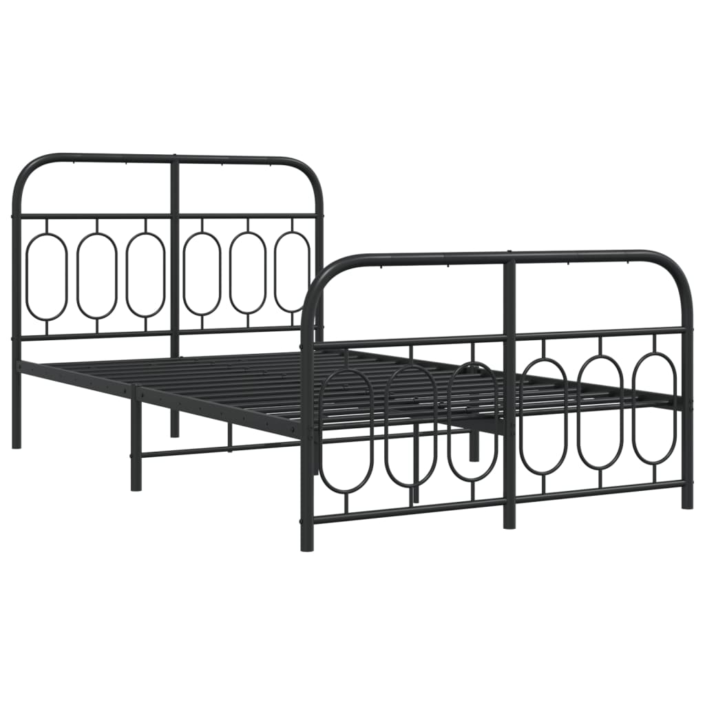 vidaXL Bedframe met hoofd- en voeteneinde metaal zwart 120x190 cm afbeelding