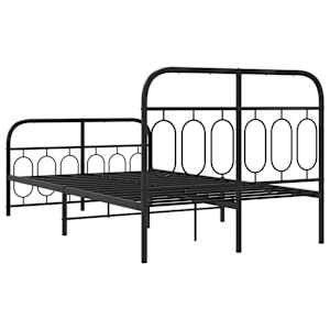 Kovový rám postele s hlavovým a nožním čelem černý 120 x 200 cm - obrázek 6