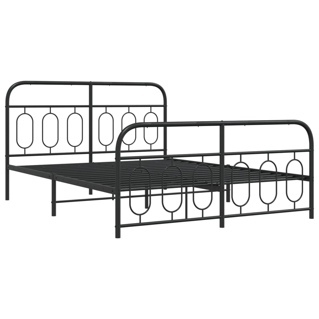 vidaXL Bedframe met hoofd- en voeteneinde metaal zwart 135x190 cm afbeelding