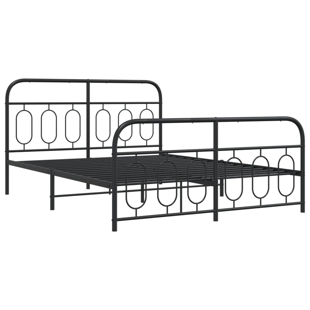 vidaXL Bedframe met hoofd- en voeteneinde metaal zwart 140x190 cm afbeelding