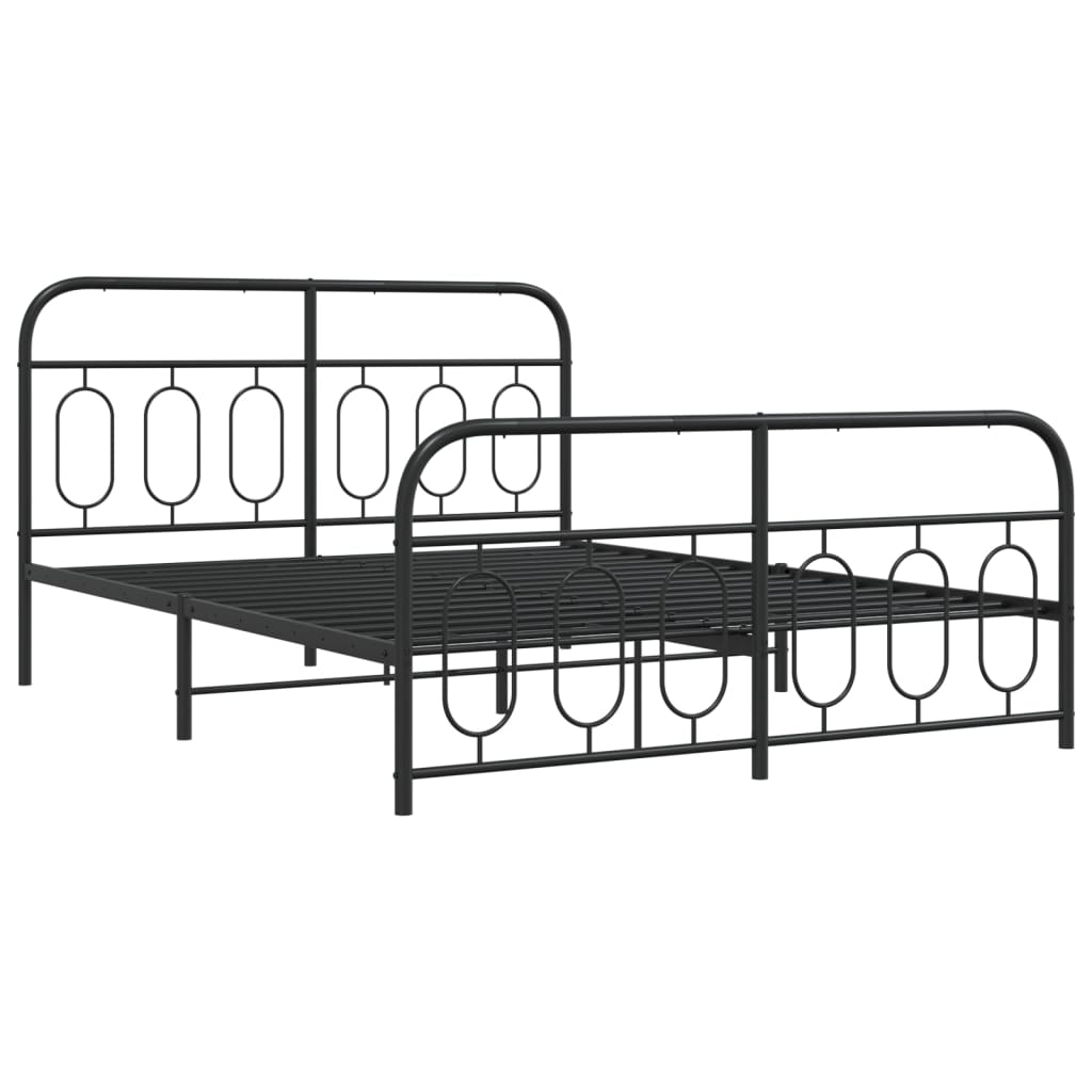 vidaXL Bedframe met hoofd- en voeteneinde metaal zwart 140x200 cm afbeelding
