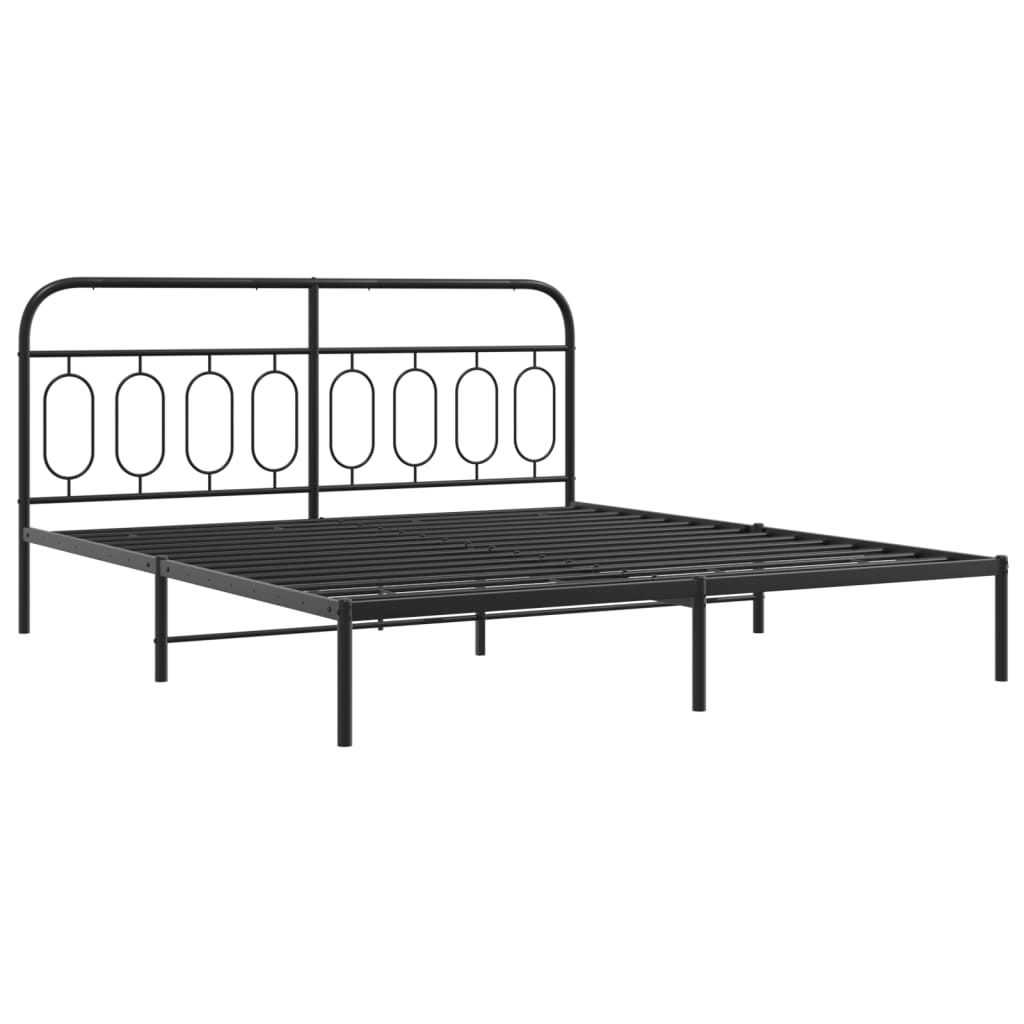 vidaXL Bedframe met hoofd- en voeteneinde metaal zwart 183x213 cm afbeelding