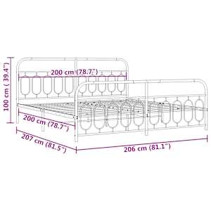 Kovový rám postele s hlavovým a nožním čelem černý 200 x 200 cm - obrázek 8