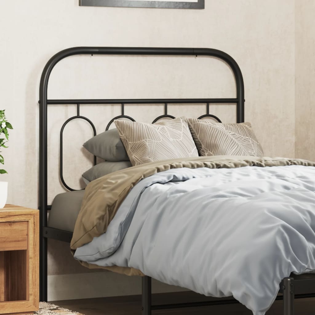 vidaXL Tăblie de pat metalică, negru, 90 cm