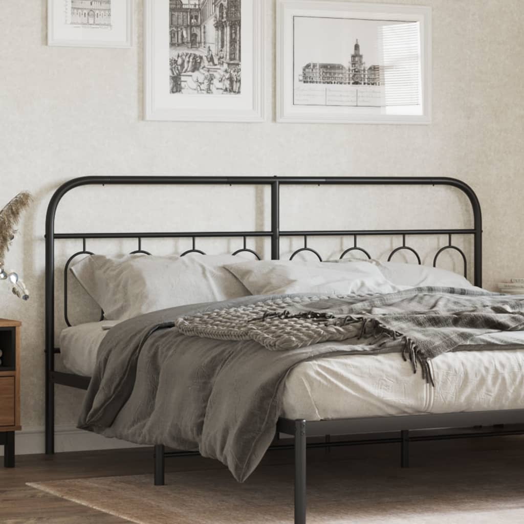 vidaXL Tăblie de pat metalică, negru, 183 cm