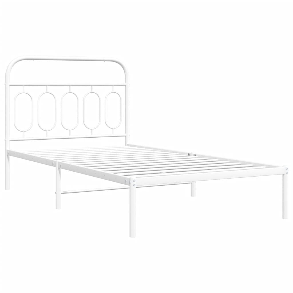 vidaXL Bedframe met hoofdbord metaal wit 100x190 cm afbeelding