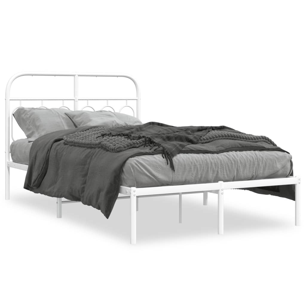 vidaXL Bedframe met hoofdbord metaal wit 120x200 cm, foto 3