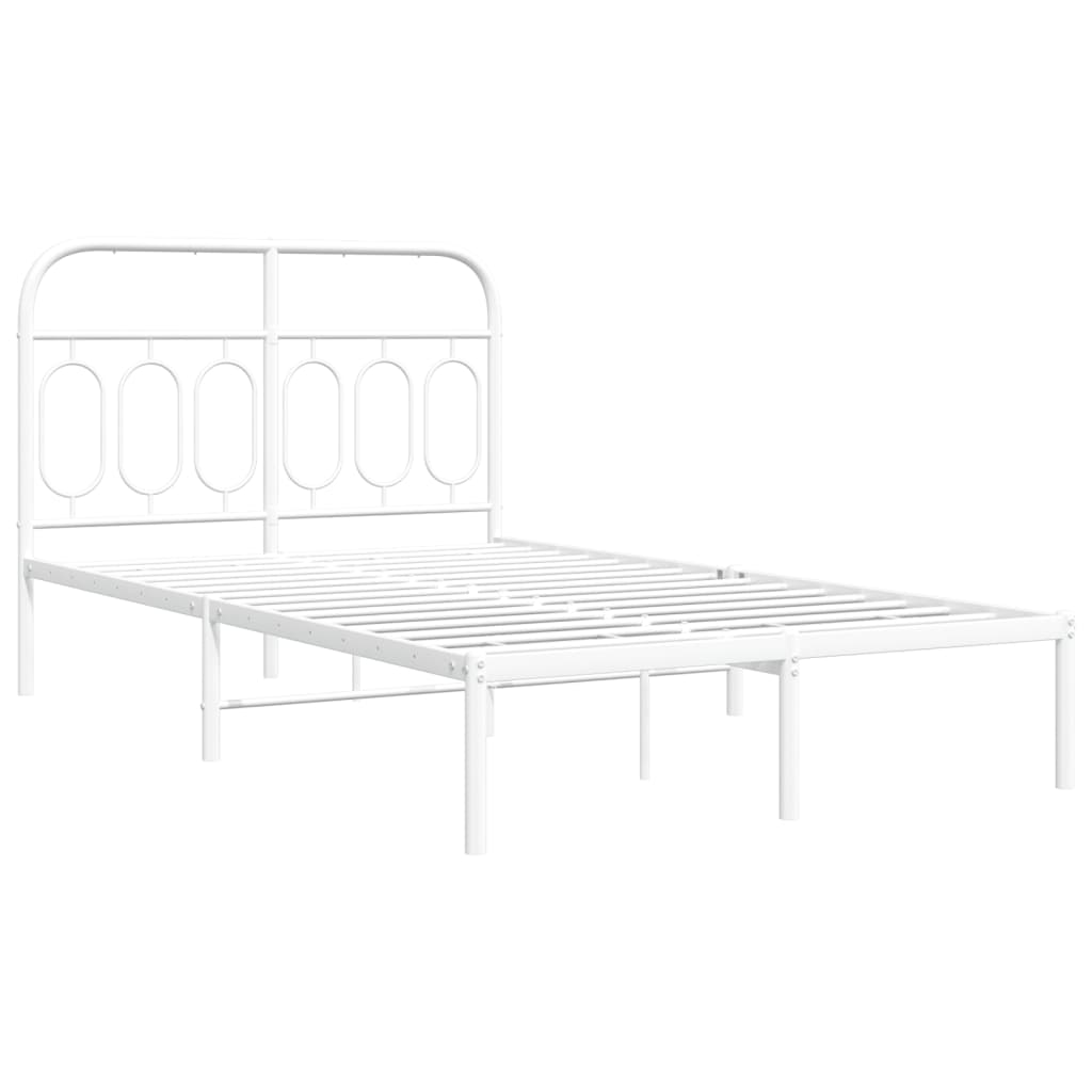 vidaXL Bedframe met hoofdbord metaal wit 120x200 cm, foto 2