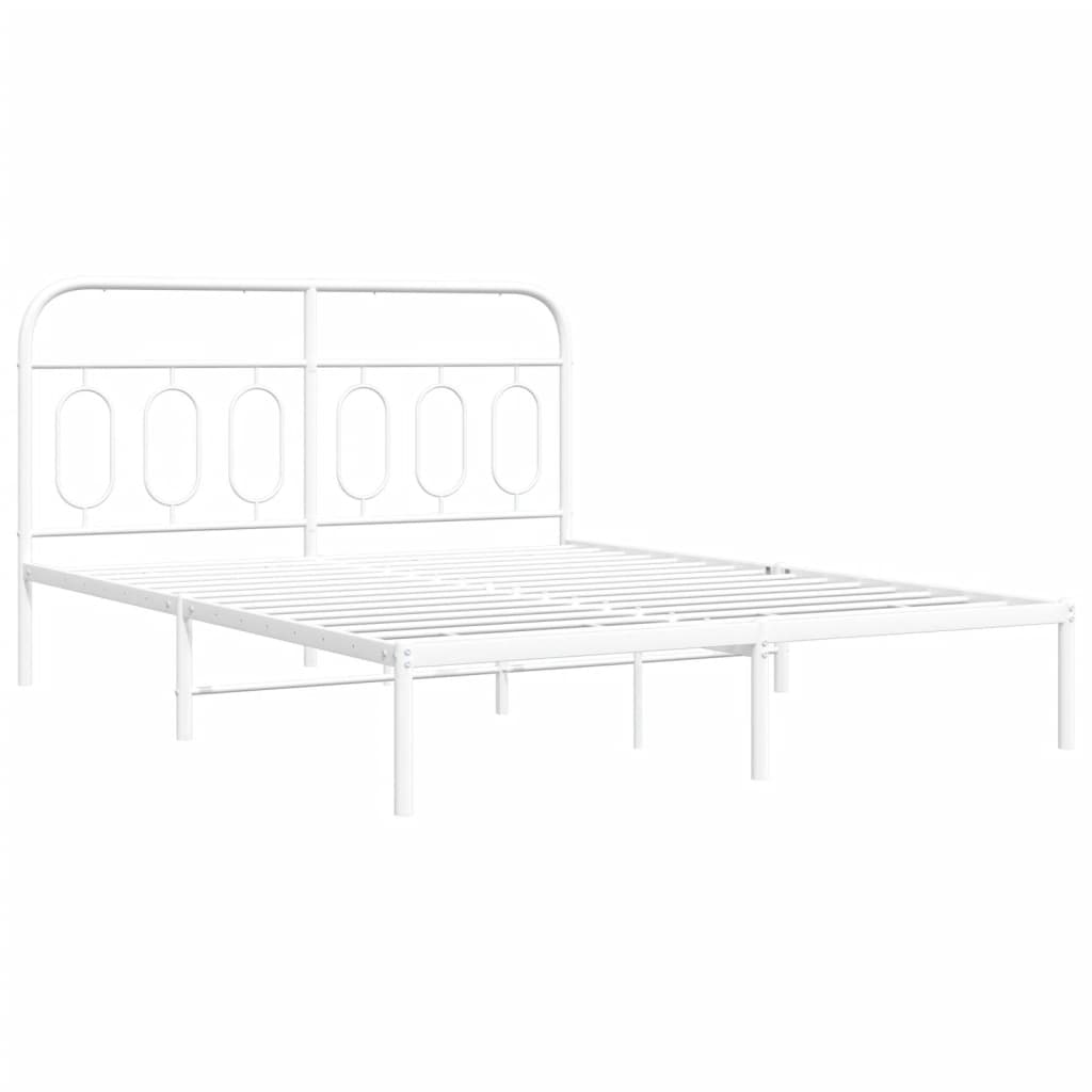vidaXL Bedframe met hoofdbord metaal wit 140x200 cm afbeelding
