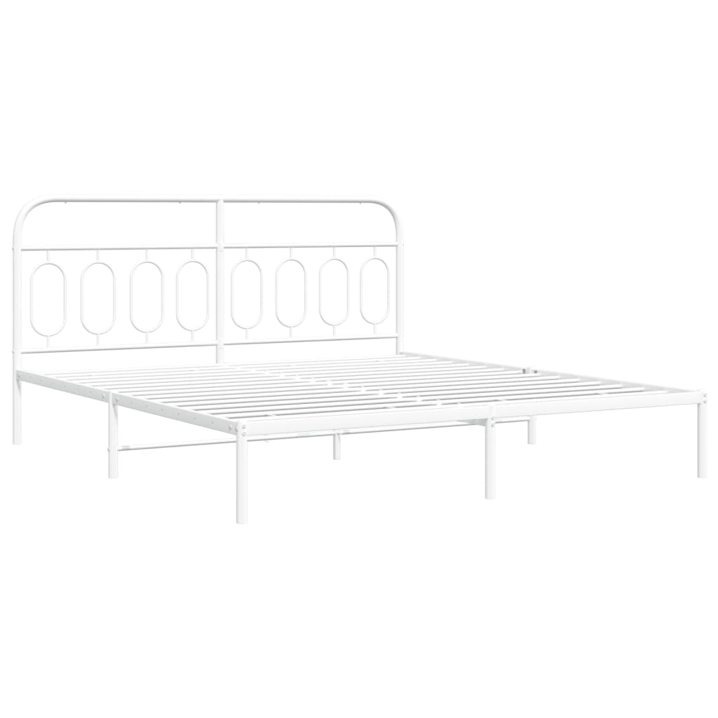 vidaXL Bedframe met hoofdbord metaal wit 160x200 cm afbeelding